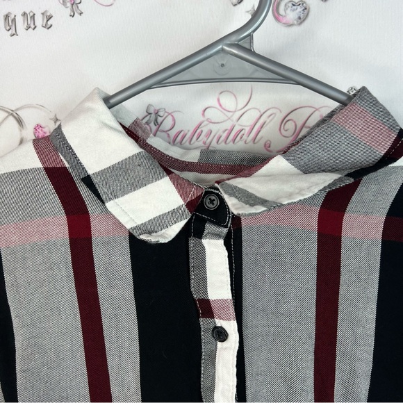 Como Vintage button up long sleeve red plaid Black and White Checkered Shirt - Picture 11 of 14